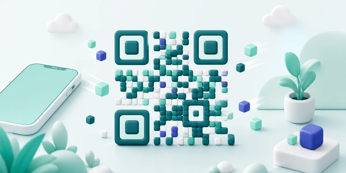 입체 QR 코드를 표현한 서비스 카드